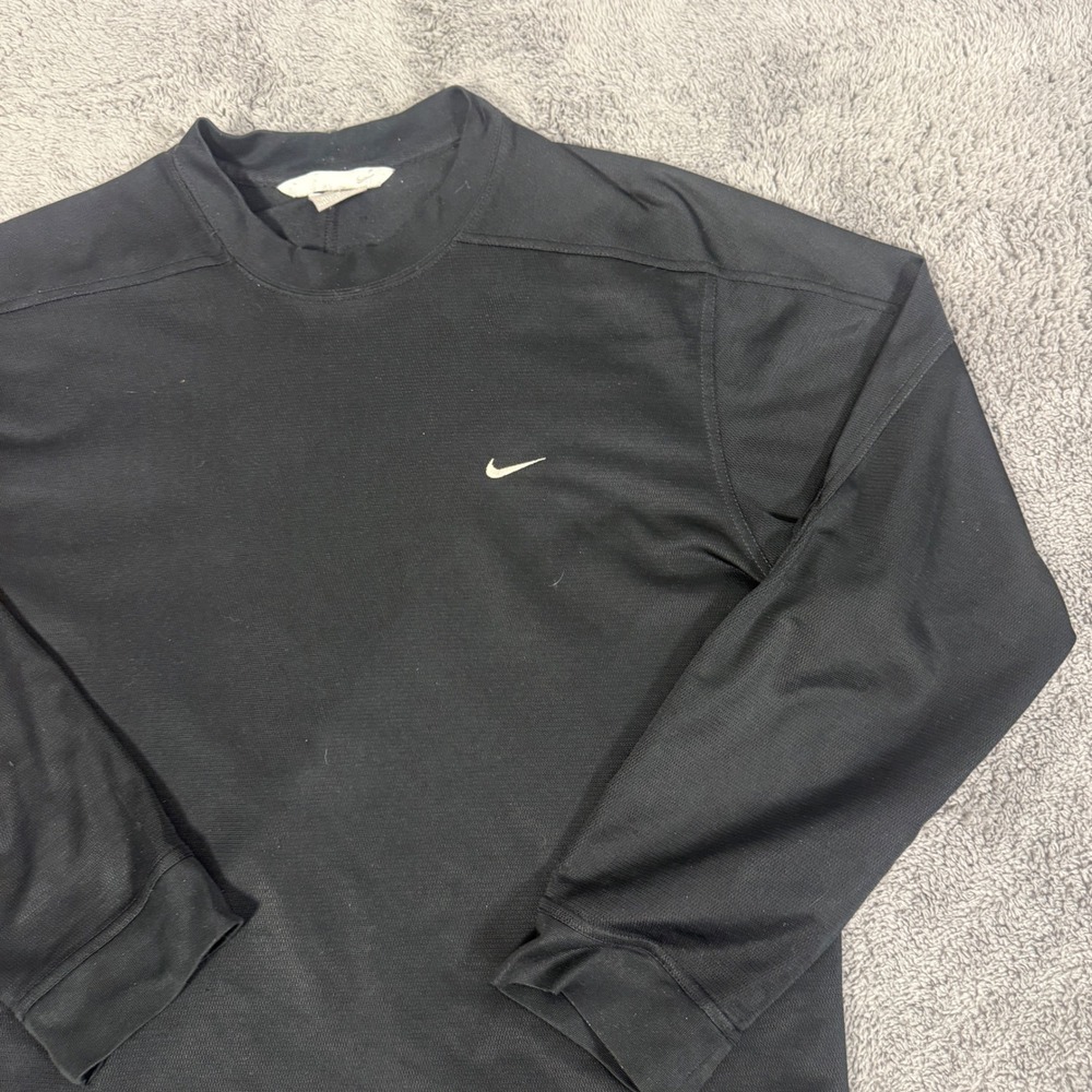 Nike Long Sleeve Shirt Mens Large Black Excellent Embroidered Swoosh Athletic - Picture 3 of 8